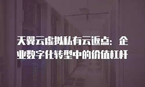 天翼云虚拟私有云返点：企业数字化转型中的价值杠杆