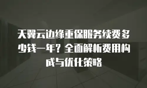 天翼云边缘重保服务续费多少钱一年？全面解析费用构成与优化策略