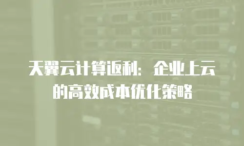 天翼云计算返利：企业上云的高效成本优化策略