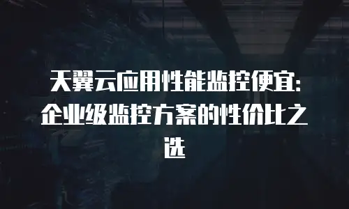 天翼云应用性能监控便宜：企业级监控方案的性价比之选