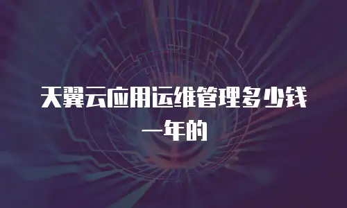 天翼云应用运维管理多少钱一年的