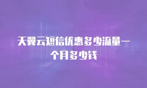 天翼云短信优惠多少流量一个月多少钱