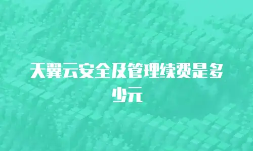天翼云安全及管理续费是多少元
