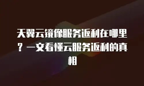 天翼云镜像服务返利在哪里？一文看懂云服务返利的真相