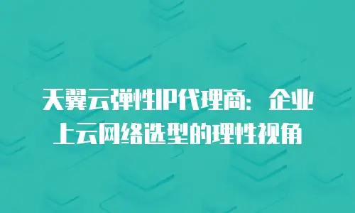 天翼云弹性IP代理商：企业上云网络选型的理性视角
