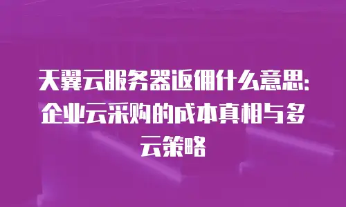 天翼云服务器返佣什么意思：企业云采购的成本真相与多云策略