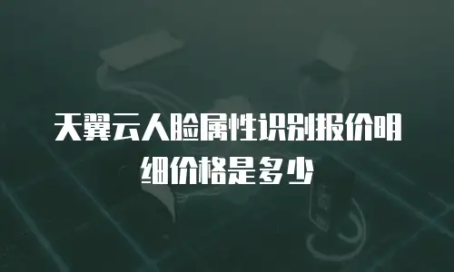 天翼云人脸属性识别报价明细价格是多少