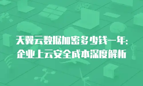 天翼云数据加密多少钱一年：企业上云安全成本深度解析