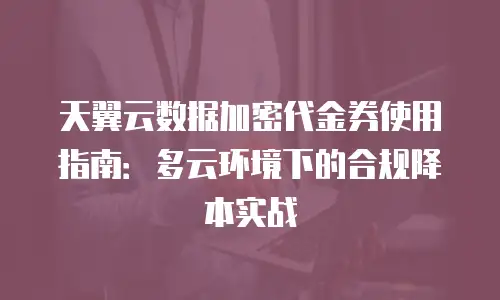 天翼云数据加密代金券使用指南：多云环境下的合规降本实战