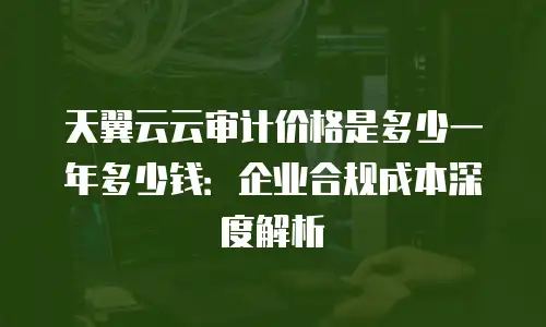 天翼云云审计价格是多少一年多少钱：企业合规成本深度解析