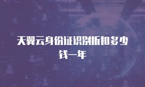 天翼云身份证识别折扣多少钱一年