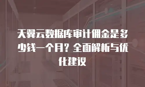 天翼云数据库审计佣金是多少钱一个月？全面解析与优化建议
