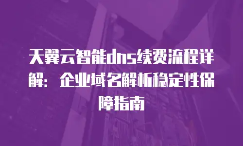 天翼云智能dns续费流程详解：企业域名解析稳定性保障指南