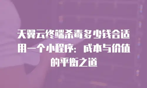 天翼云终端杀毒多少钱合适用一个小程序：成本与价值的平衡之道