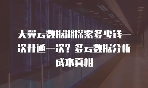 天翼云数据湖探索多少钱一次开通一次？多云数据分析成本真相