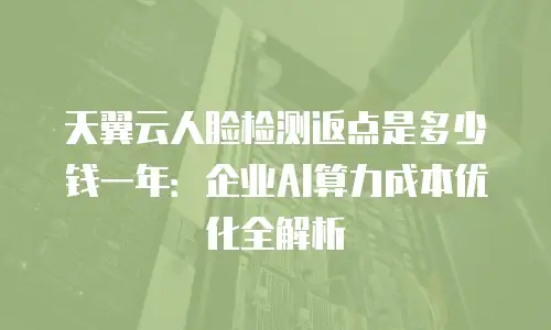 天翼云人脸检测返点是多少钱一年：企业AI算力成本优化全解析