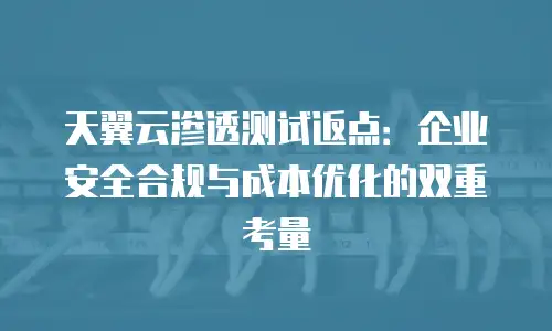 天翼云渗透测试返点：企业安全合规与成本优化的双重考量