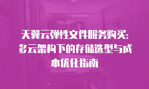 天翼云弹性文件服务购买：多云架构下的存储选型与成本优化指南