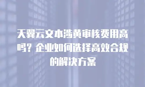 天翼云文本涉黄审核费用高吗？企业如何选择高效合规的解决方案