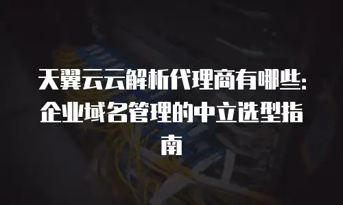 天翼云云解析代理商有哪些：企业域名管理的中立选型指南