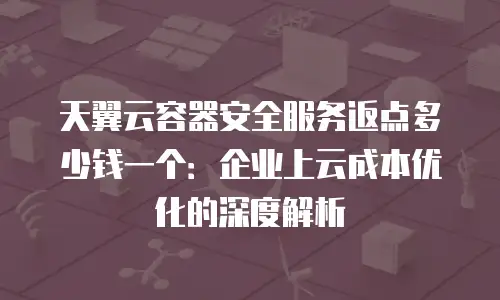 天翼云容器安全服务返点多少钱一个：企业上云成本优化的深度解析