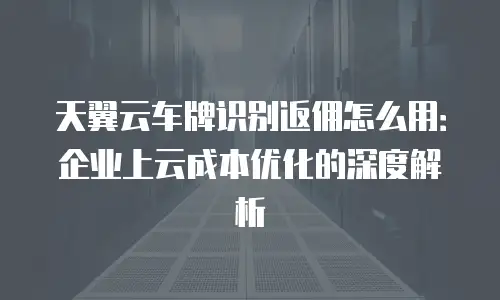 天翼云车牌识别返佣怎么用：企业上云成本优化的深度解析