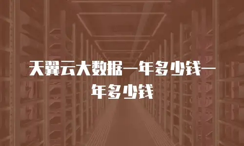 天翼云大数据一年多少钱一年多少钱