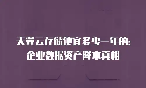 天翼云存储便宜多少一年的：企业数据资产降本真相