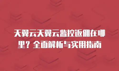 天翼云天翼云监控返佣在哪里？全面解析与实用指南