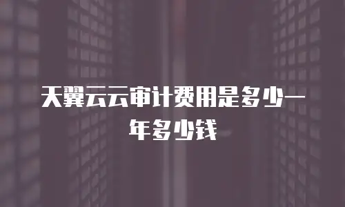天翼云云审计费用是多少一年多少钱