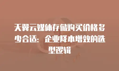 天翼云媒体存储购买价格多少合适：企业降本增效的选型逻辑