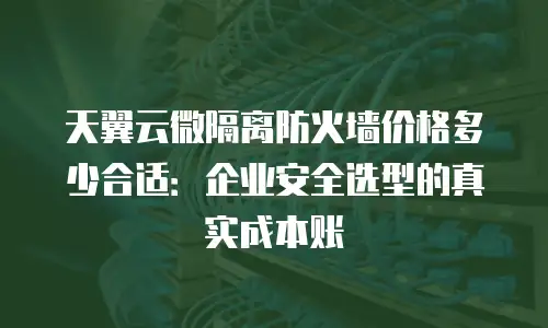 天翼云微隔离防火墙价格多少合适：企业安全选型的真实成本账