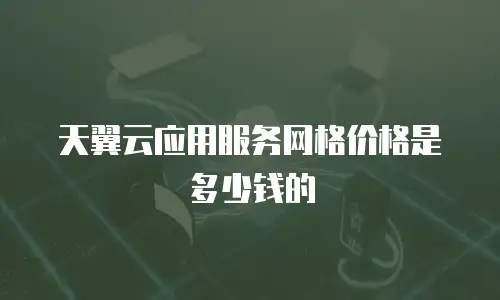 天翼云应用服务网格价格是多少钱的
