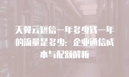 天翼云短信一年多少钱一年的流量是多少：企业通信成本与配额解析