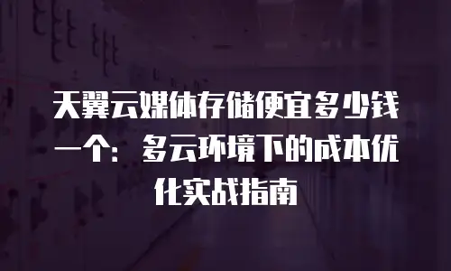 天翼云媒体存储便宜多少钱一个：多云环境下的成本优化实战指南