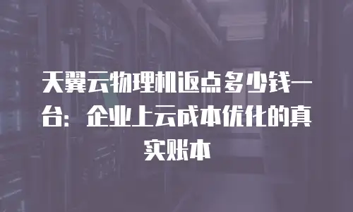 天翼云物理机返点多少钱一台：企业上云成本优化的真实账本