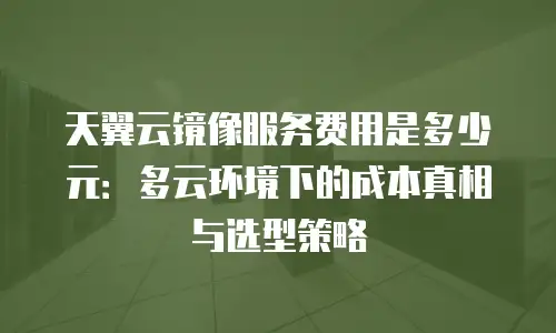天翼云镜像服务费用是多少元：多云环境下的成本真相与选型策略