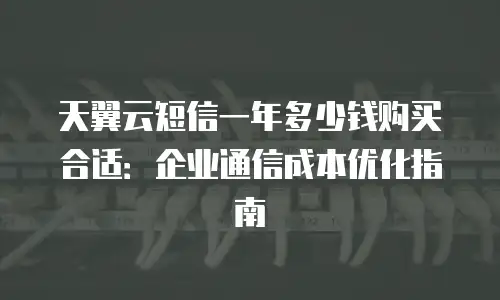 天翼云短信一年多少钱购买合适：企业通信成本优化指南