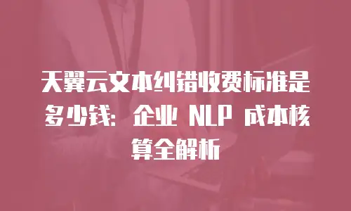 天翼云文本纠错收费标准是多少钱：企业 NLP 成本核算全解析