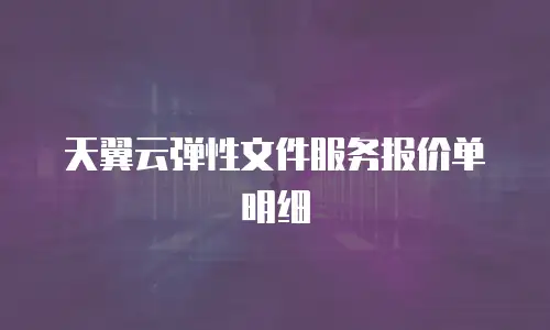 天翼云弹性文件服务报价单明细