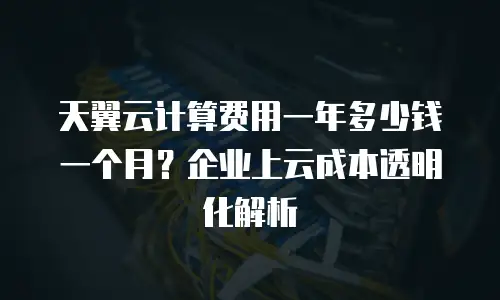 天翼云计算费用一年多少钱一个月？企业上云成本透明化解析
