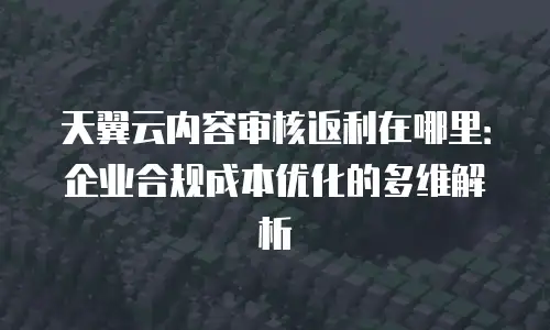 天翼云内容审核返利在哪里：企业合规成本优化的多维解析