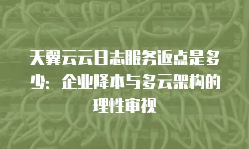天翼云云日志服务返点是多少：企业降本与多云架构的理性审视