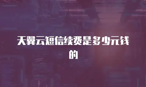 天翼云短信续费是多少元钱的