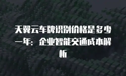 天翼云车牌识别价格是多少一年：企业智能交通成本解析