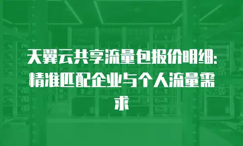 天翼云共享流量包报价明细：精准匹配企业与个人流量需求