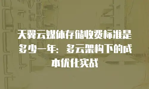 天翼云媒体存储收费标准是多少一年：多云架构下的成本优化实战