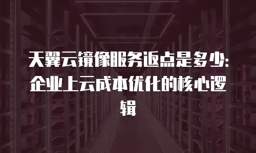 天翼云镜像服务返点是多少：企业上云成本优化的核心逻辑