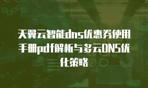 天翼云智能dns优惠券使用手册pdf解析与多云DNS优化策略