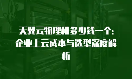 天翼云物理机多少钱一个：企业上云成本与选型深度解析